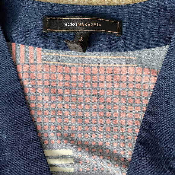 BCBGMaxAzria Navy Blue Pattern Midi Dress - Picture 6 of 8